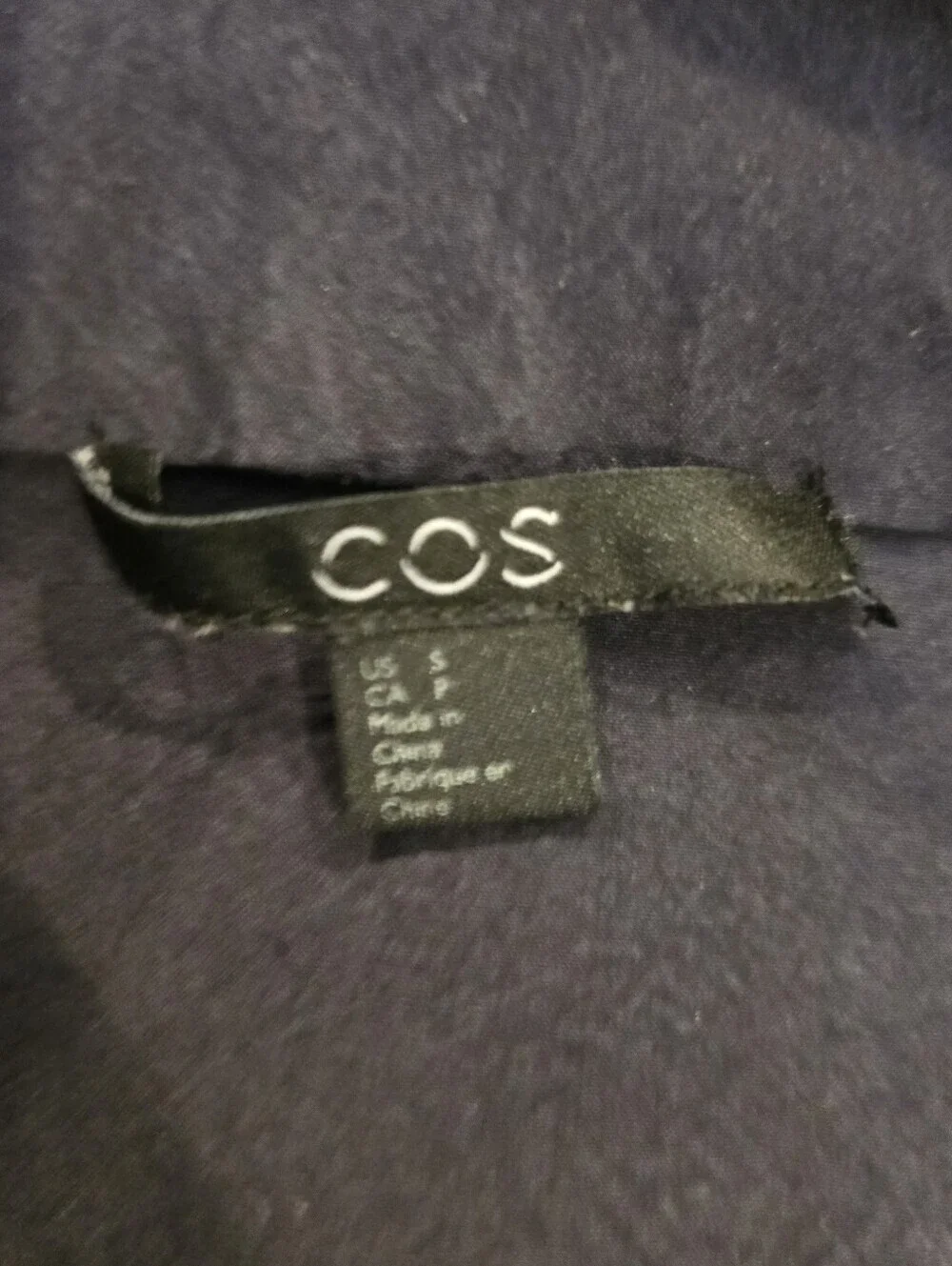COS Small  navy colorblock button up quarter button long sleeve sweater